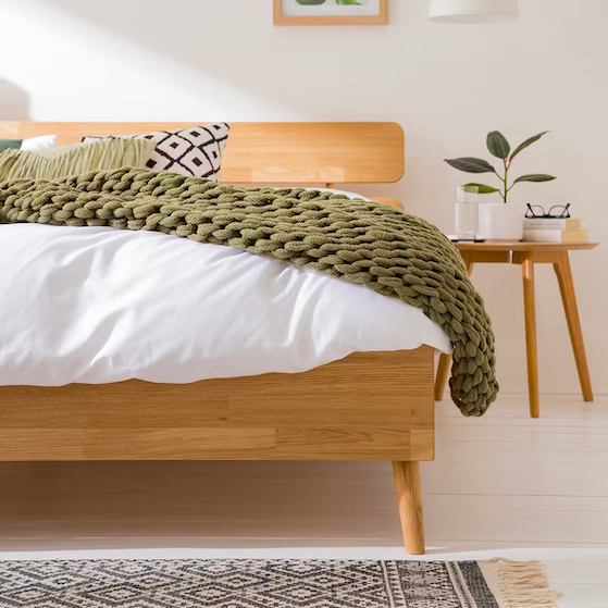 NordicStory Cama de madera maciza de roble sostenible
