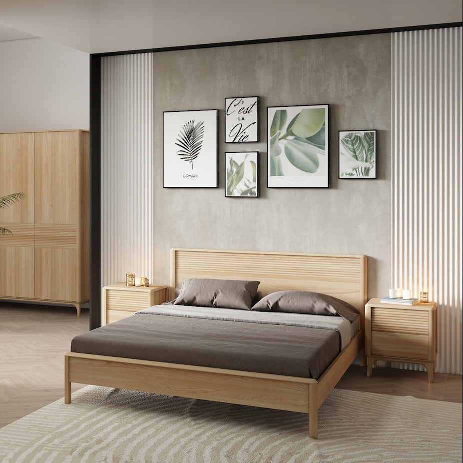 Cama matrimonio de madera maciza roble Oxford 