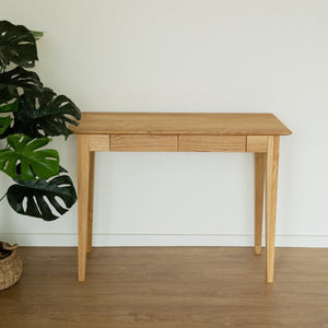 Bureau console avec 2 tiroirs en bois massif de chêne Tolédo 2 – 105 x 42 x 77,5 cm - NordicStory