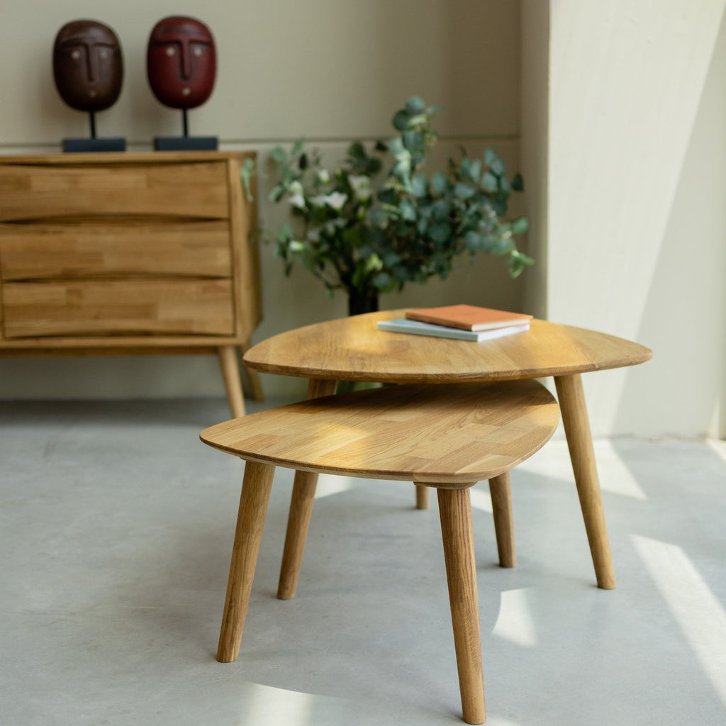 NordicStory Tables basses empilables en bois de chêne massif et durable