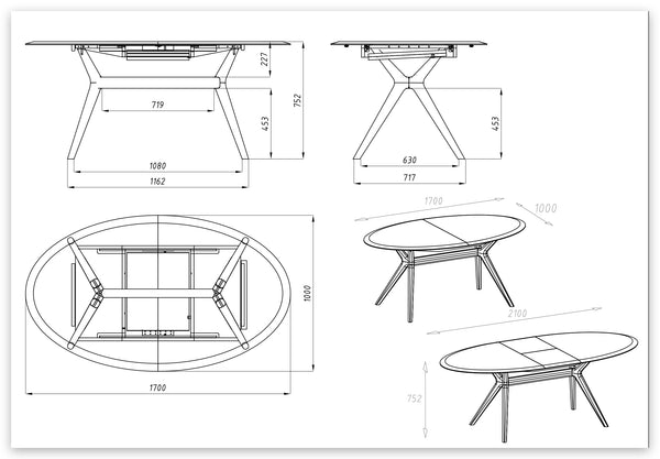 Table à manger extensible en bois massif de chêne Carmen - NordicStory