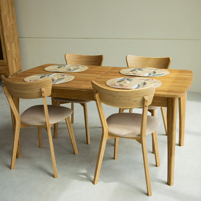  NordicStory Table de salle à manger à rallonge en chêne massif durable