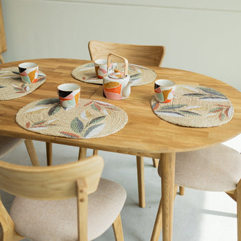  NordicStory Table de salle à manger ovale à rallonge en chêne massif durable
