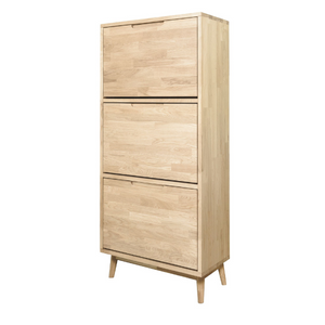 Meuble à chaussures en bois massif de chêne Escandi – 65 x 31 x 147 cm - NordicStory