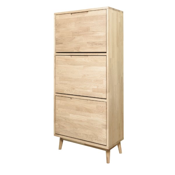 Meuble à chaussures en bois massif de chêne Escandi – 65 x 31 x 147 cm - NordicStory