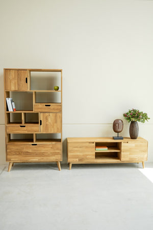 Meuble TV en bois massif de chêne durable style scandinave