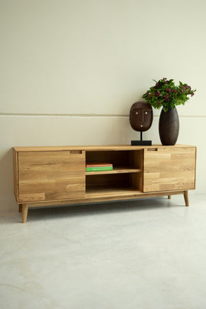 Meuble TV en bois massif de chêne durable style scandinave