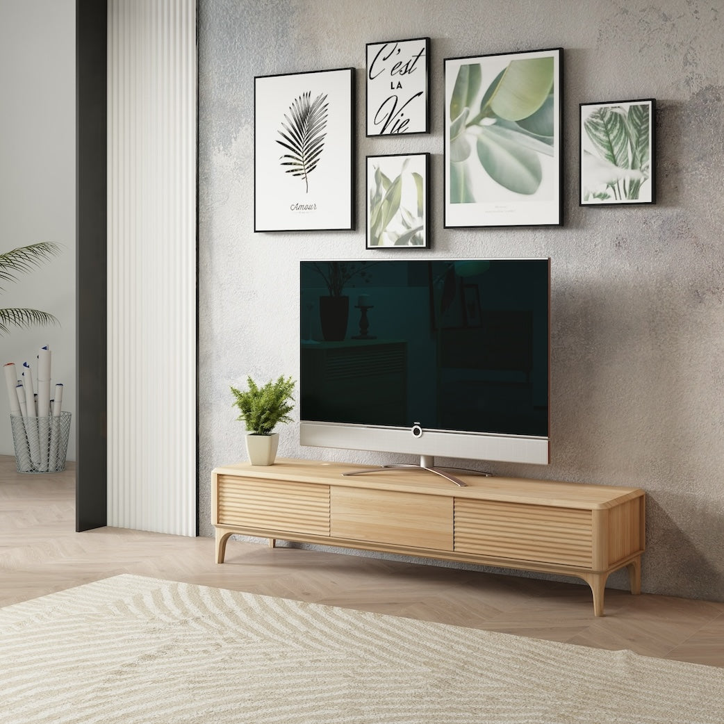NordicStory Mueble de TV de madera maciza roble Oxford 3