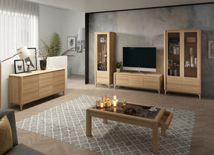 NordicStory Vitrina de madera maciza roble Oxford 1