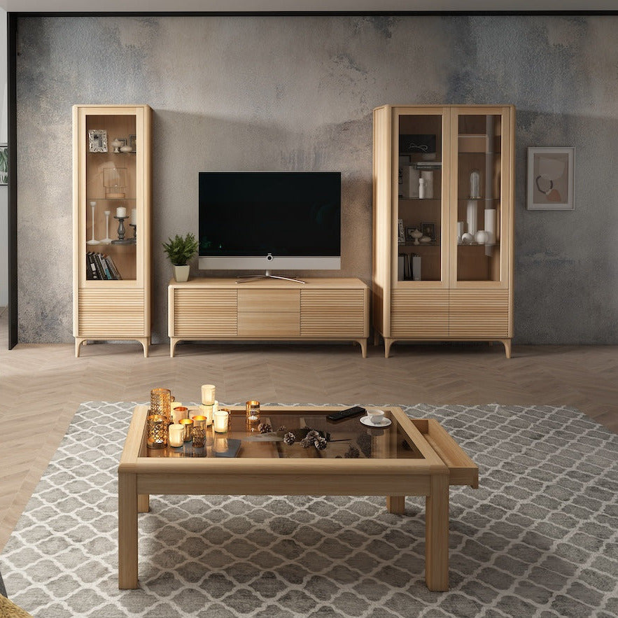 NordicStory Vitrina de madera maciza roble Oxford 2
