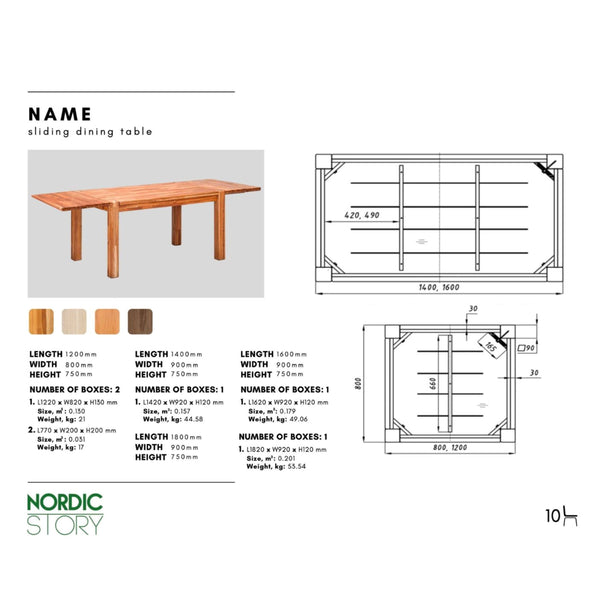 Table à manger extensible en chêne massif Mauritz 1 – 140/160/180 x 90 x 75 cm - NordicStory