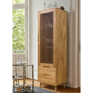 Vitrine en bois massif de chêne Escandi 1 – 60 x 45 x 195 cm - NordicStory