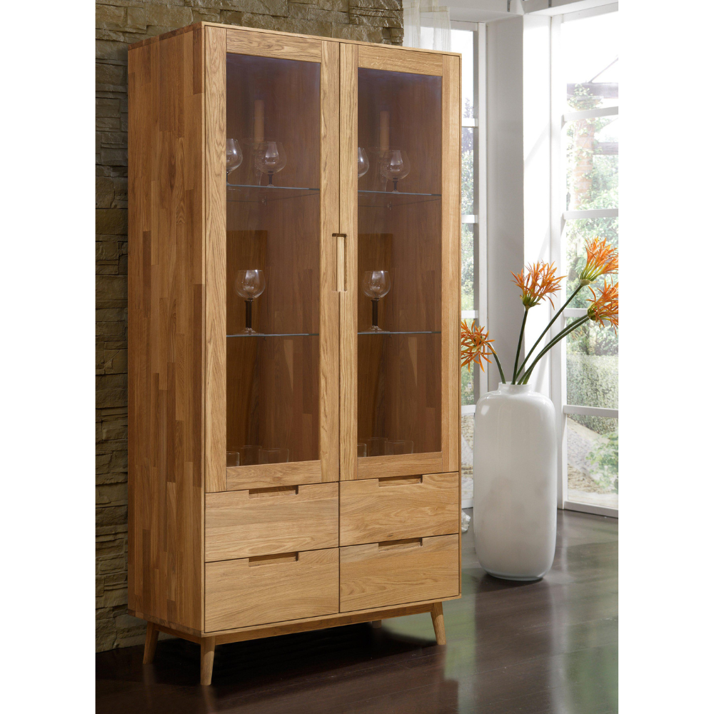 NordicStory Armario Vitrina de madera maciza de roble