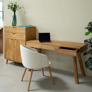 Bureau console en bois massif de chêne Einstein I – 140 x 55 x 76 cm - NordicStory