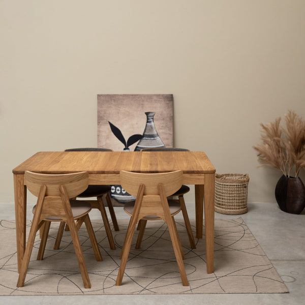 Chaise en bois massif de chêne Frida, revêtement Gris/Marron - Lot de 2 ou 4 chaises - VESKOR