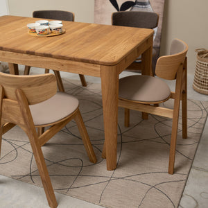 Chaise en bois massif de chêne Frida, revêtement Gris/Marron - Lot de 2 ou 4 chaises - VESKOR