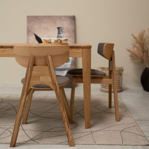 Chaise en bois massif de chêne Frida, revêtement Gris/Marron - Lot de 2 ou 4 chaises - VESKOR