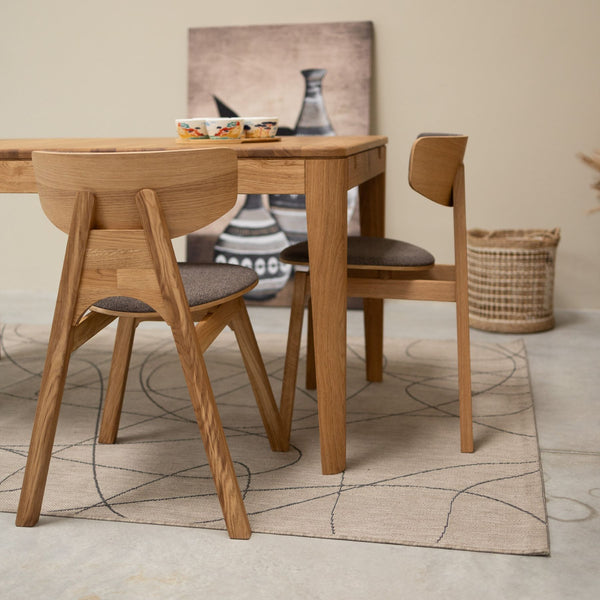 Chaise en bois massif de chêne Frida, revêtement Gris/Marron - Lot de 2 ou 4 chaises - VESKOR