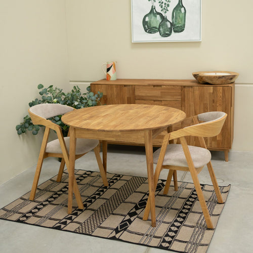 Chaise en bois massif de chêne Knut, revêtement Beige/Gris Anthracite - Lot de 2 ou de 4 chaises - VESKOR