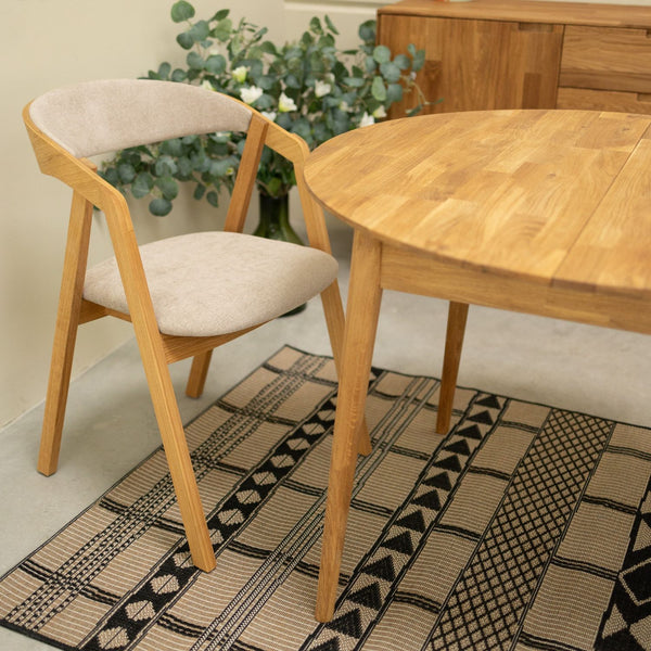 Chaise en bois massif de chêne Knut, revêtement Beige/Gris Anthracite - Lot de 2 ou de 4 chaises - VESKOR