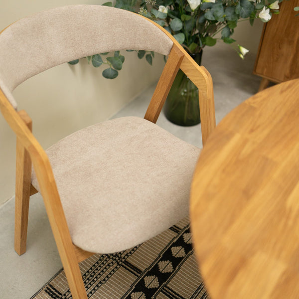 Chaise en bois massif de chêne Knut, revêtement Beige/Gris Anthracite - Lot de 2 ou de 4 chaises - VESKOR