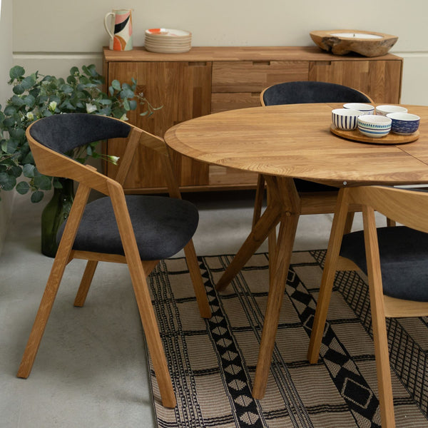 Chaise en bois massif de chêne Knut, revêtement Beige/Gris Anthracite - Lot de 2 ou de 4 chaises - VESKOR