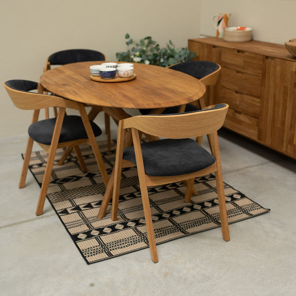 Chaise en bois massif de chêne Knut, revêtement Beige/Gris Anthracite - Lot de 2 ou de 4 chaises - VESKOR