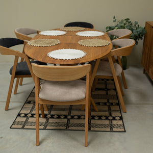 Chaise en bois massif de chêne Knut, revêtement Beige/Gris Anthracite - Lot de 2 ou de 4 chaises - VESKOR