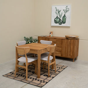 Chaise en bois massif de chêne Maxwell, revêtement Gris - Lot de 2 ou 4 chaises - VESKOR