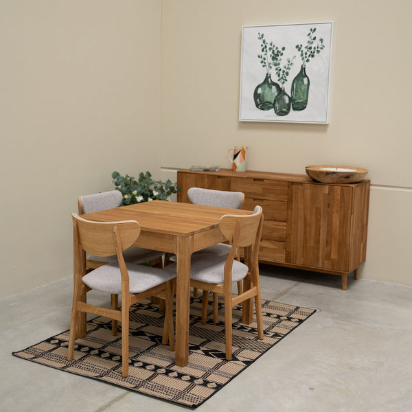 Chaise en bois massif de chêne Maxwell, revêtement Gris - Lot de 2 ou 4 chaises - VESKOR