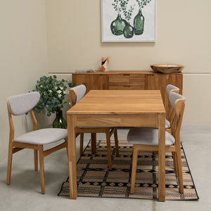 Chaise en bois massif de chêne Maxwell, revêtement Gris - Lot de 2 ou 4 chaises - VESKOR