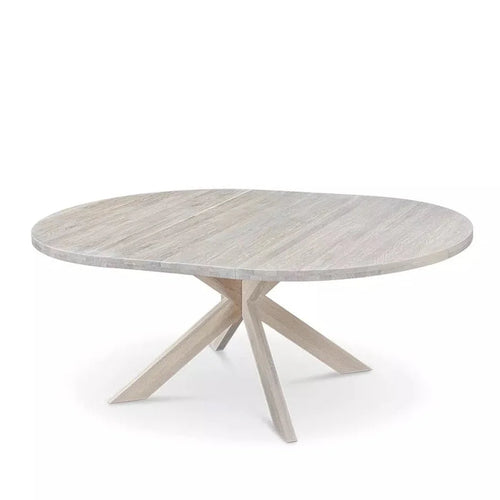 Table à manger ronde extensible en chêne massif Holger – 120-170 x 120 x 76 cm/140-190 x 140 x 76 cm - NordicStory