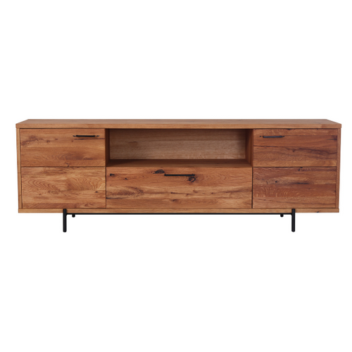 Meuble TV en bois massif Normandie - 180 x 45 x 60 cm - VESKOR