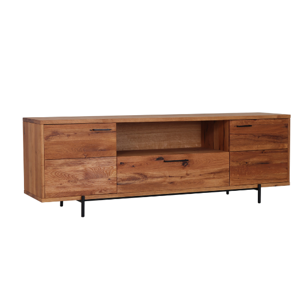 Meuble TV en bois massif Normandie - 180 x 45 x 60 cm - VESKOR