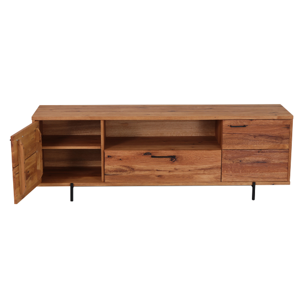 Meuble TV en bois massif Normandie - 180 x 45 x 60 cm - VESKOR