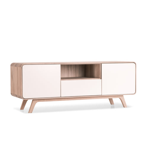 Meuble TV en bois massif de chêne Oslo 2 - 160 x 45 x 55 cm - VESKOR