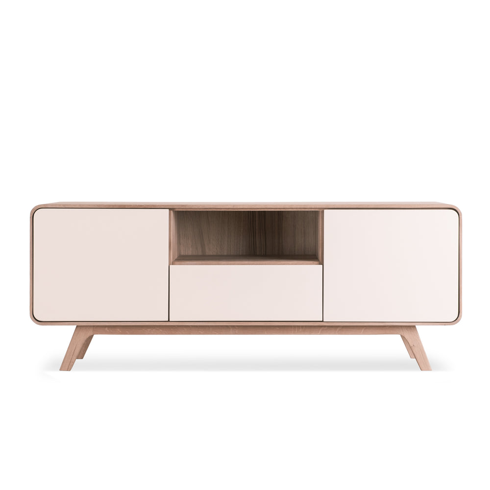 Meuble TV en bois massif de chêne Oslo 2 - 160 x 45 x 55 cm - VESKOR