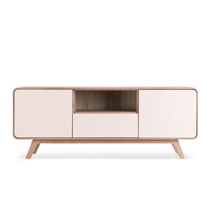 Meuble TV en bois massif de chêne Oslo 2 - 160 x 45 x 55 cm - VESKOR