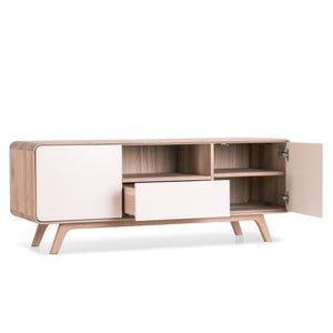 Meuble TV en bois massif de chêne Oslo 2 - 160 x 45 x 55 cm - VESKOR