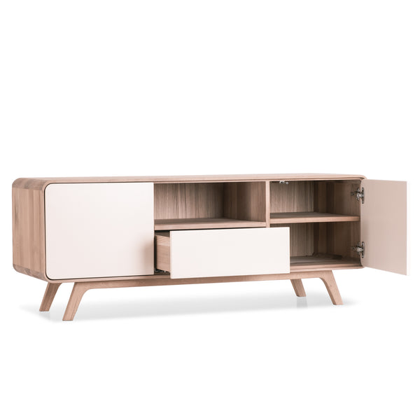 Meuble TV en bois massif de chêne Oslo 2 - 160 x 45 x 55 cm - VESKOR