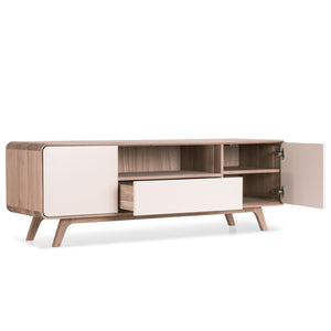 Meuble TV en bois massif de chêne Oslo 3 - 180 x 45 x 55 cm - VESKOR