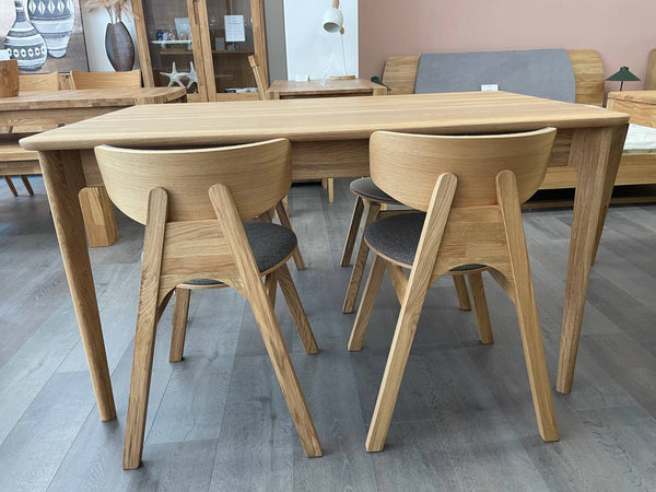 Chaise en bois massif de chêne Frida, revêtement Gris/Marron - Lot de 2 ou 4 chaises - VESKOR