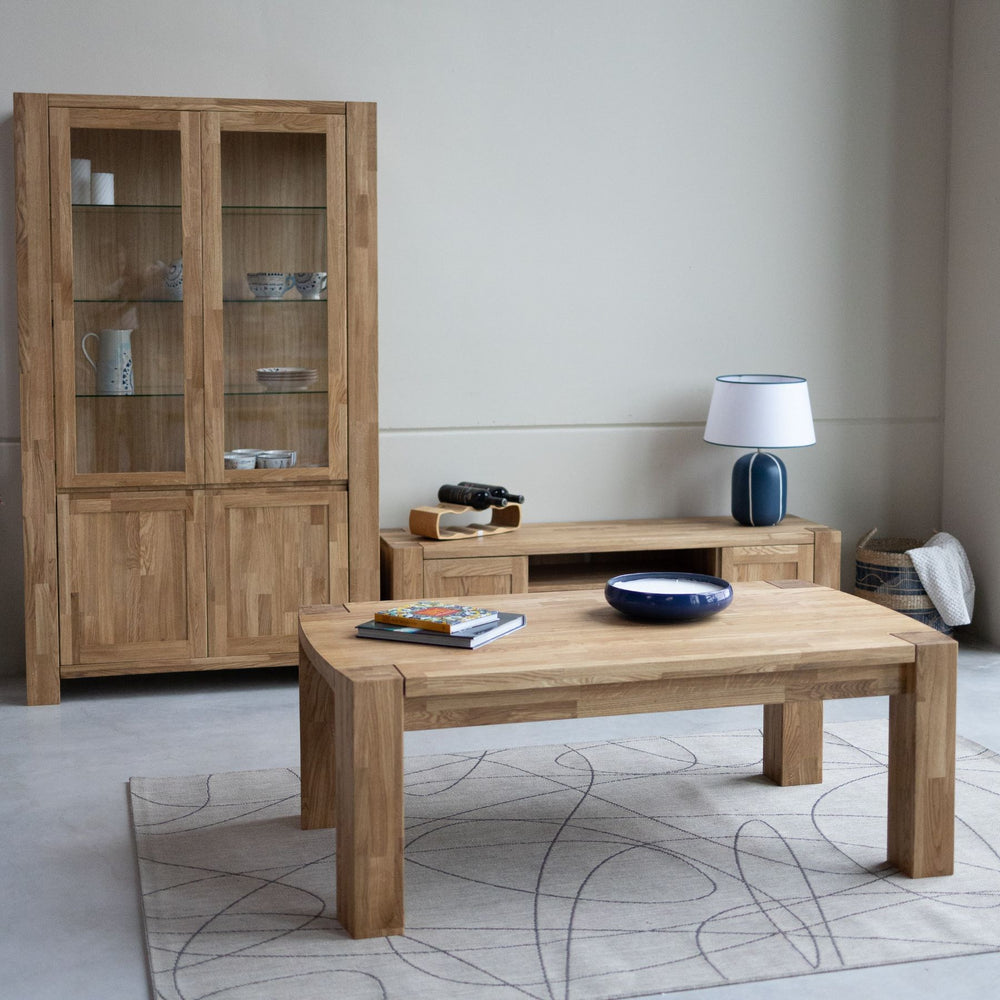 Table basse en bois massif de chêne Balder - 140 x 80 x 52 cm - VESKOR