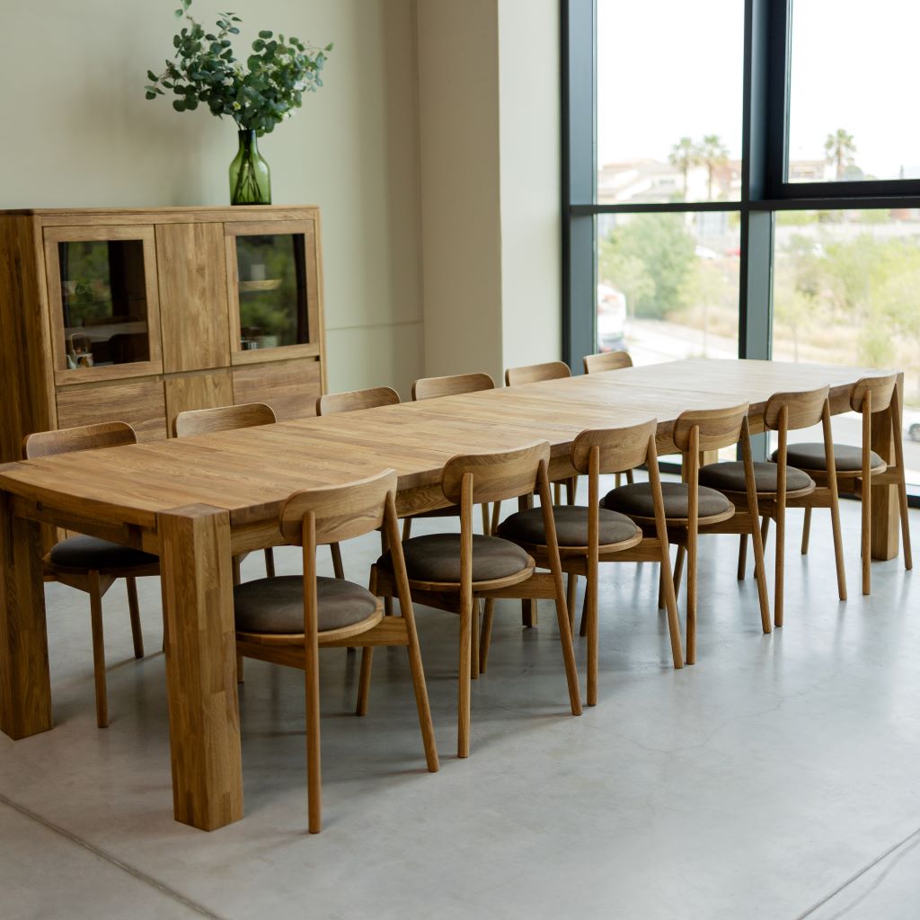 Table Ă  manger extensible en bois massif de chĂȘne Balder