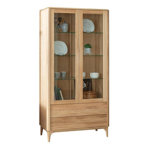 NordicStory Vitrina de madera maciza roble Oxford 2