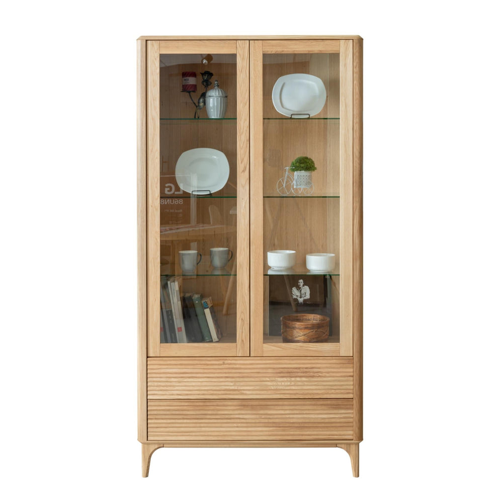 NordicStory Vitrina de madera maciza roble Oxford 2