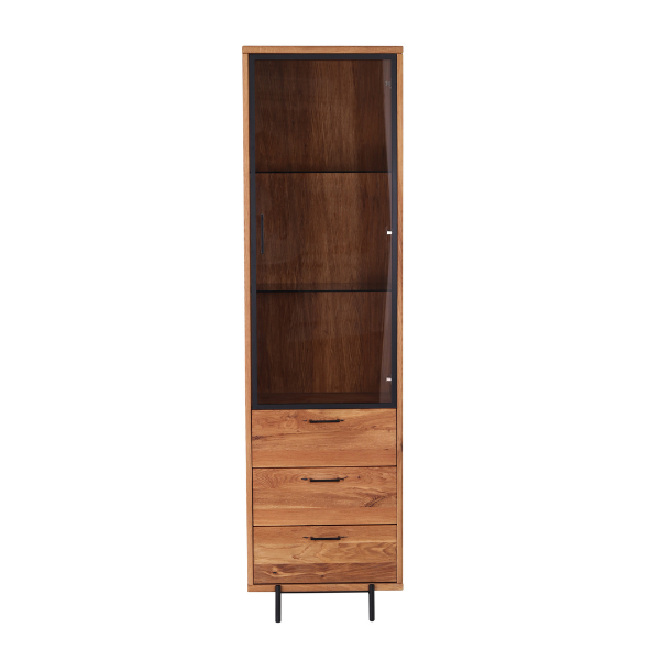 Vitrine en bois massif Normandie - 55 x 40 x 200 cm - VESKOR