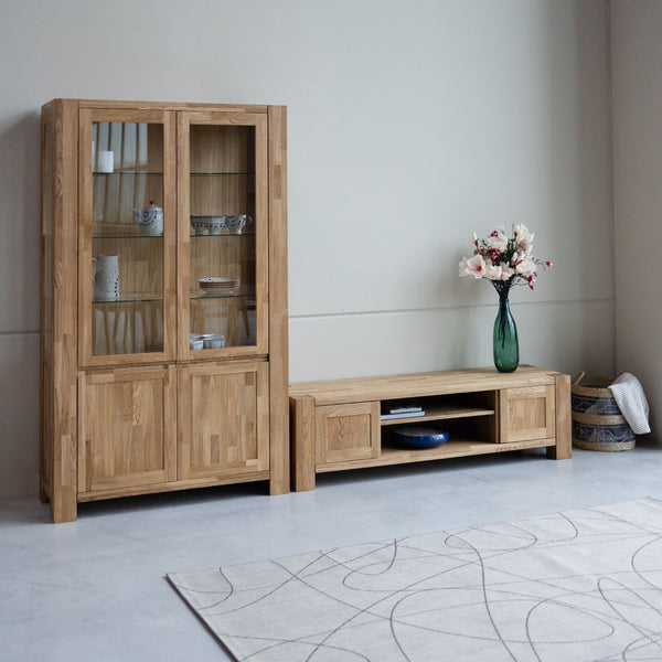 Vitrine en bois massif de chêne Balder - 111,6 x 44 x 190 cm - VESKOR