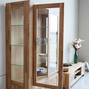 Vitrine en bois massif de chêne Balder - 111,6 x 44 x 190 cm - VESKOR