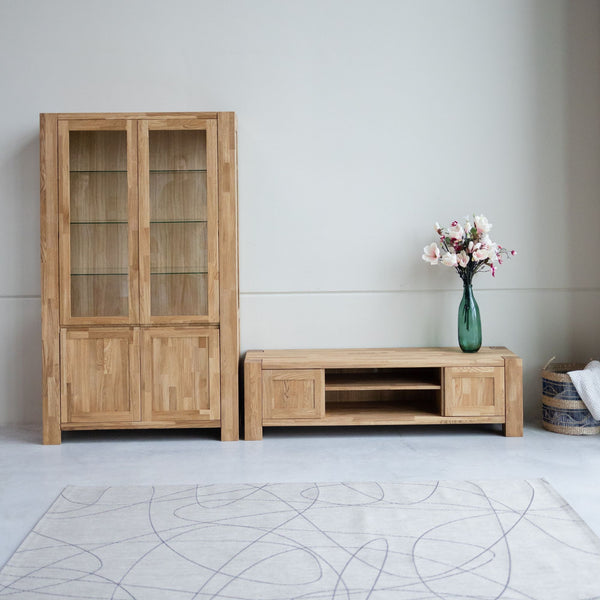 Vitrine en bois massif de chêne Balder - 111,6 x 44 x 190 cm - VESKOR